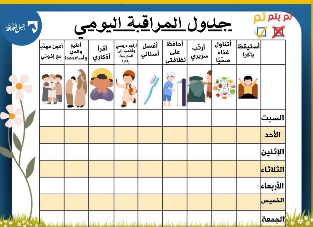 جدول المراقبة اليومي
